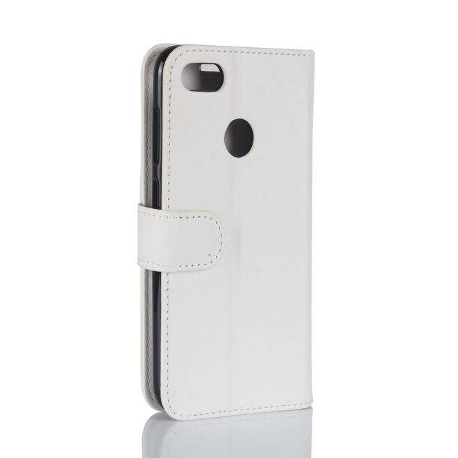 Huawei Y6 Pro (2017) Handy Case - Crazy Horse Leder Hülle - mit Standfunktion - weiss