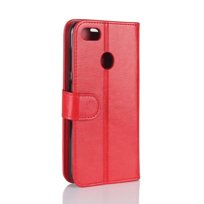 Huawei Y6 Pro (2017) Handy Case - Crazy Horse Leder Hülle - mit Standfunktion - rot