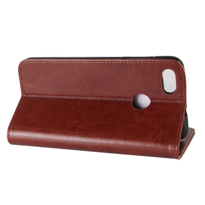 Huawei Y6 Pro (2017) Handy Case - Crazy Horse Leder Hülle - mit Standfunktion - braun