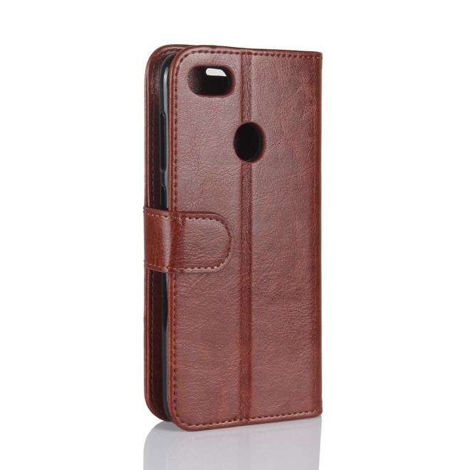 Huawei Y6 Pro (2017) Handy Case - Crazy Horse Leder Hülle - mit Standfunktion - braun