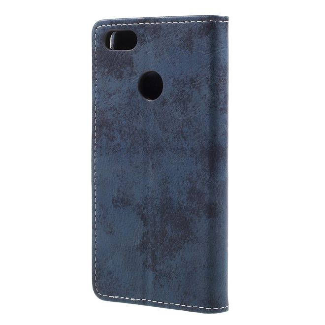 Huawei Y6 Pro (2017) Handy Hülle - Case aus Leder - Vintage Look - mit Standfunktion - blau