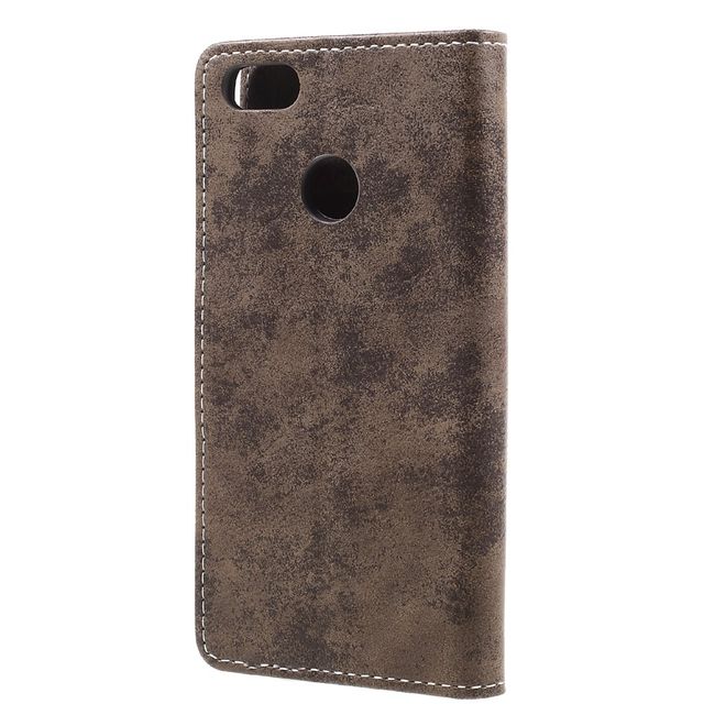 Huawei Y6 Pro (2017) Handy Hülle - Case aus Leder - Vintage Look - mit Standfunktion - braun