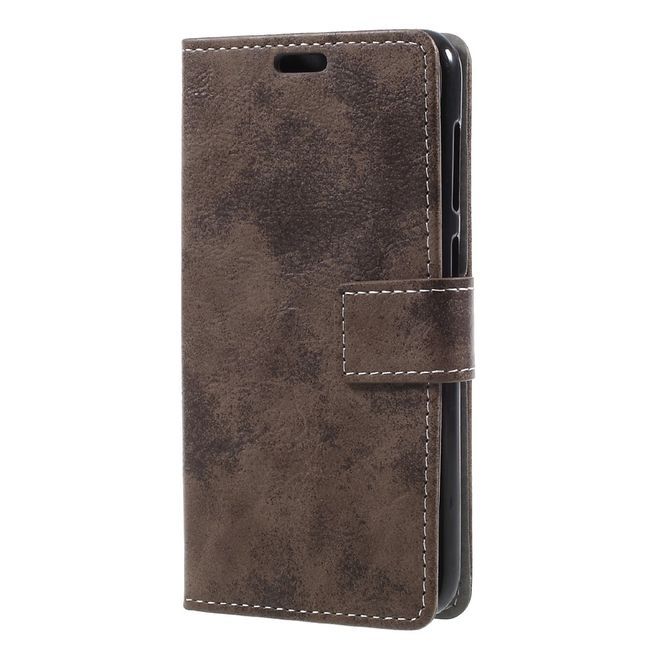 Huawei Y6 Pro (2017) Handy Hülle - Case aus Leder - Vintage Look - mit Standfunktion - braun