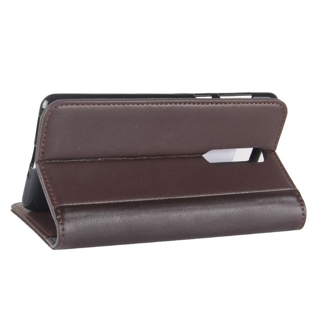 Nokia 8 Handy Hülle - Flip Case aus echtem Spaltleder - mit Standfunktion - kaffeefarben