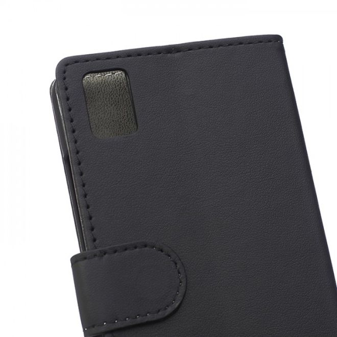 Huawei Honor 7i Klassisches Leder Case mit Standfunktion und Kreditkartenslots - schwarz