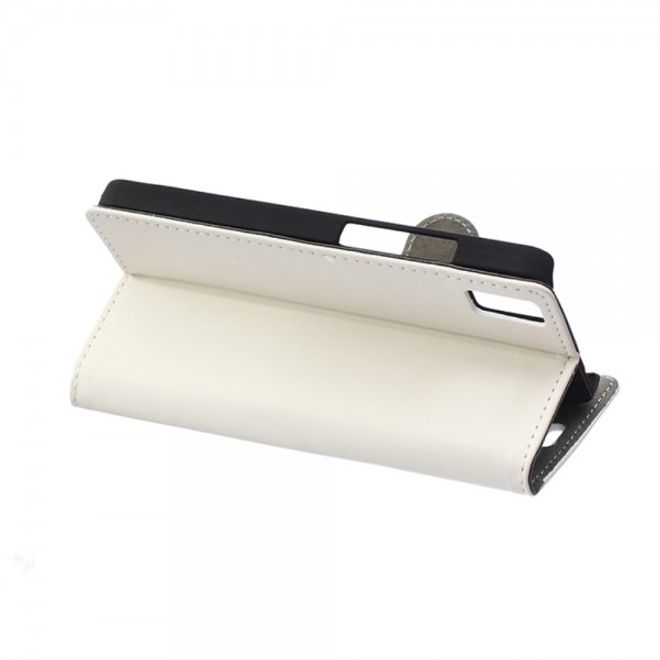 Huawei Honor 7i Klassisches Leder Case mit Standfunktion und Kreditkartenslots - weiss