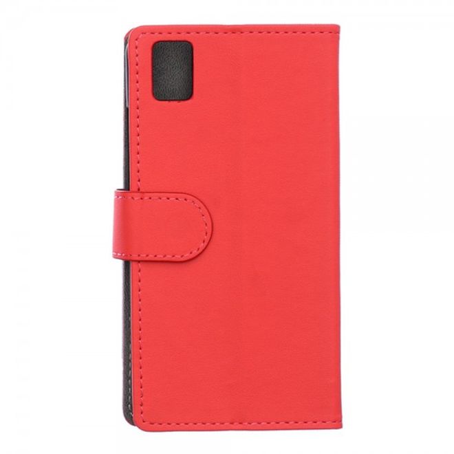 Huawei Honor 7i Klassisches Leder Case mit Standfunktion und Kreditkartenslots - rot