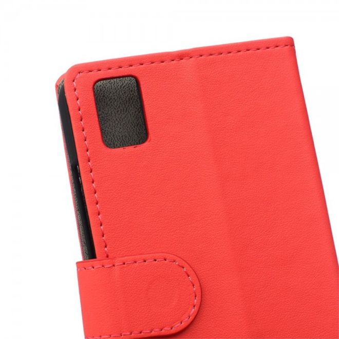 Huawei Honor 7i Klassisches Leder Case mit Standfunktion und Kreditkartenslots - rot