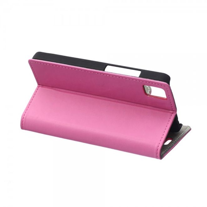 Huawei Honor 7i Klassisches Leder Case mit Standfunktion und Kreditkartenslots - rosa