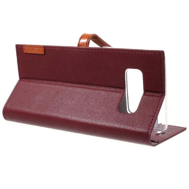 Goospery - Hülle für Samsung Galaxy Note 8 - Kunstleder Case - Romance Diary Series - weinrot/braun