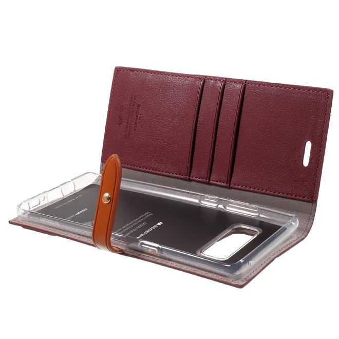 Goospery - Hülle für Samsung Galaxy Note 8 - Kunstleder Case - Romance Diary Series - weinrot/braun