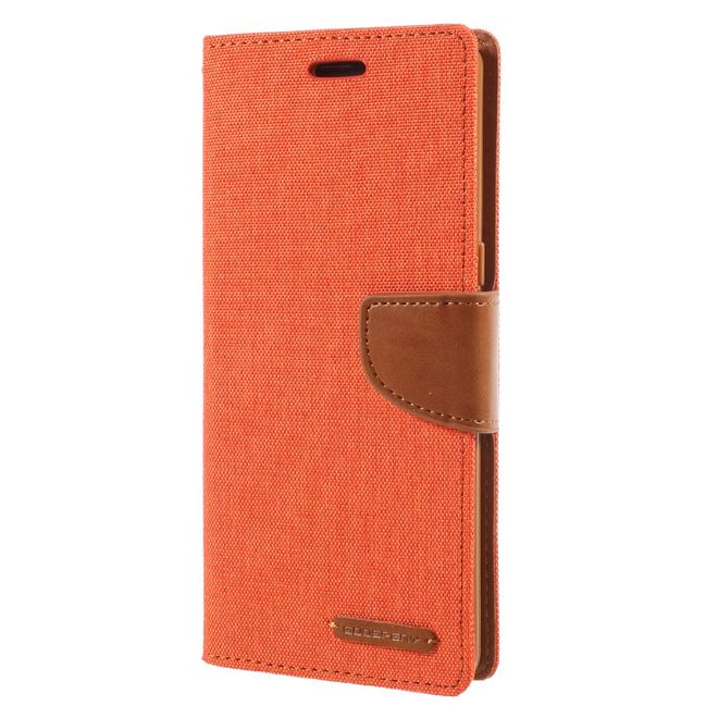 Goospery - Handyhülle für Samsung Galaxy Note 8 - Bookcover - Canvas Diary Series - orange/camel
