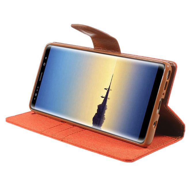 Goospery - Handyhülle für Samsung Galaxy Note 8 - Bookcover - Canvas Diary Series - orange/camel