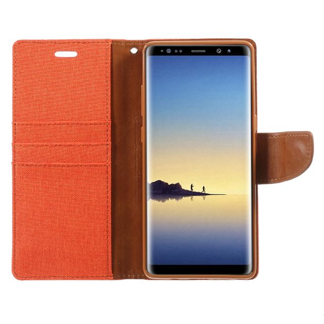 Goospery - Handyhülle für Samsung Galaxy Note 8 - Bookcover - Canvas Diary Series - orange/camel