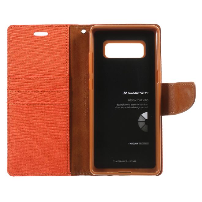 Goospery - Handyhülle für Samsung Galaxy Note 8 - Bookcover - Canvas Diary Series - orange/camel