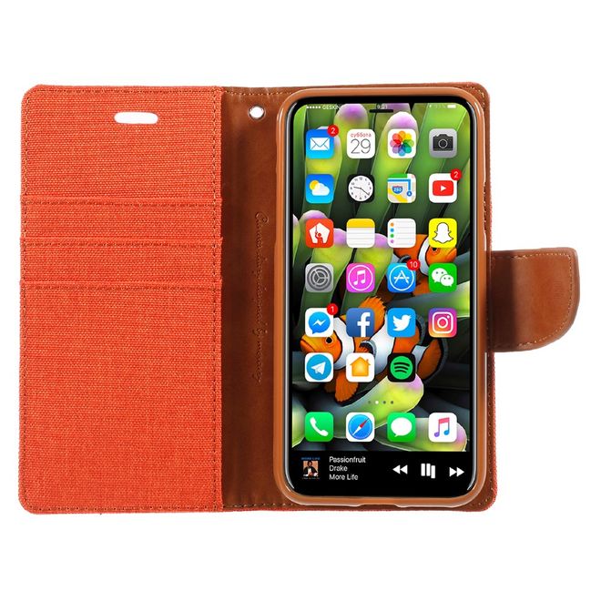 Goospery - Handyhülle für LG V30 - Bookcover - Canvas Diary Series - orange/camel
