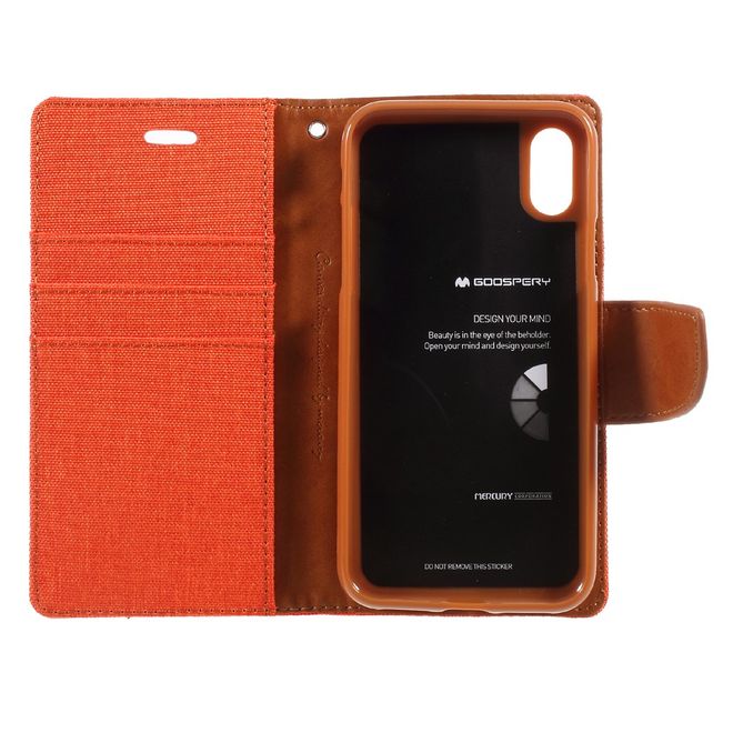 Goospery - Handyhülle für LG V30 - Bookcover - Canvas Diary Series - orange/camel