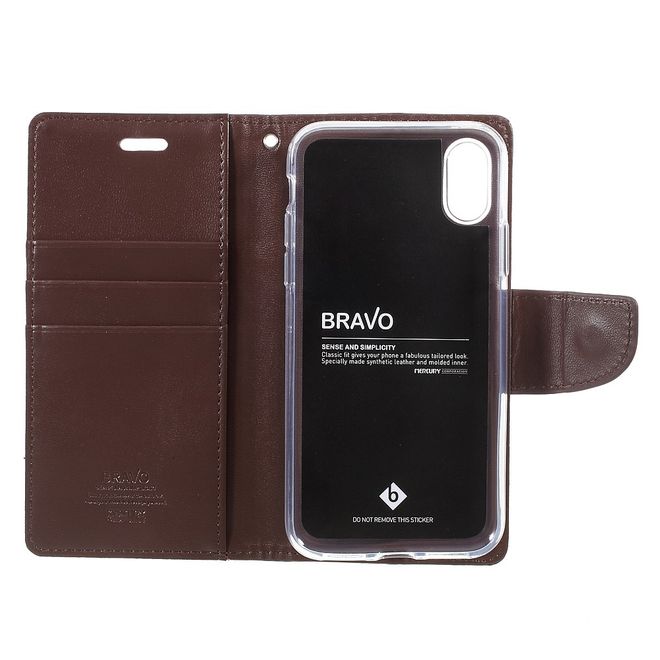 Goospery - Handyhülle für Samsung Galaxy Note 8 - Case aus Leder - Bravo Diary Series - braun