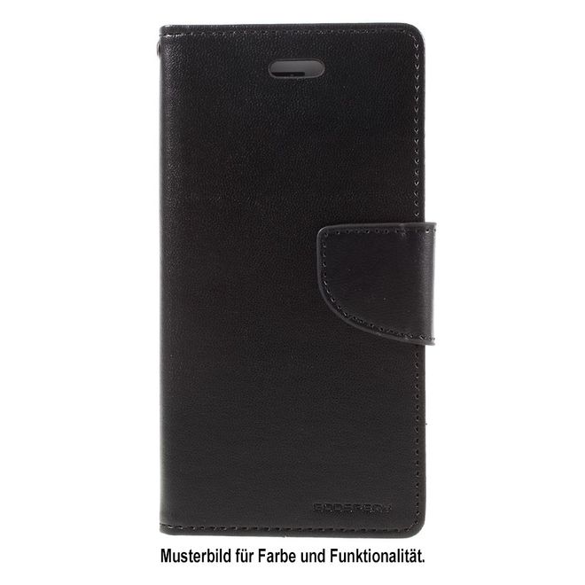 Goospery - Handyhülle für LG Q6 / Q6 Plus - Case aus Leder - Bravo Diary Series - schwarz