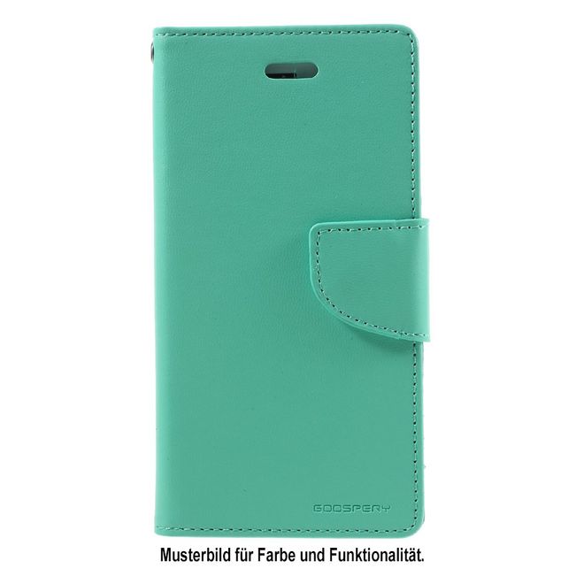Goospery - Handyhülle für LG Q6 / Q6 Plus - Case aus Leder - Bravo Diary Series - mintgrün