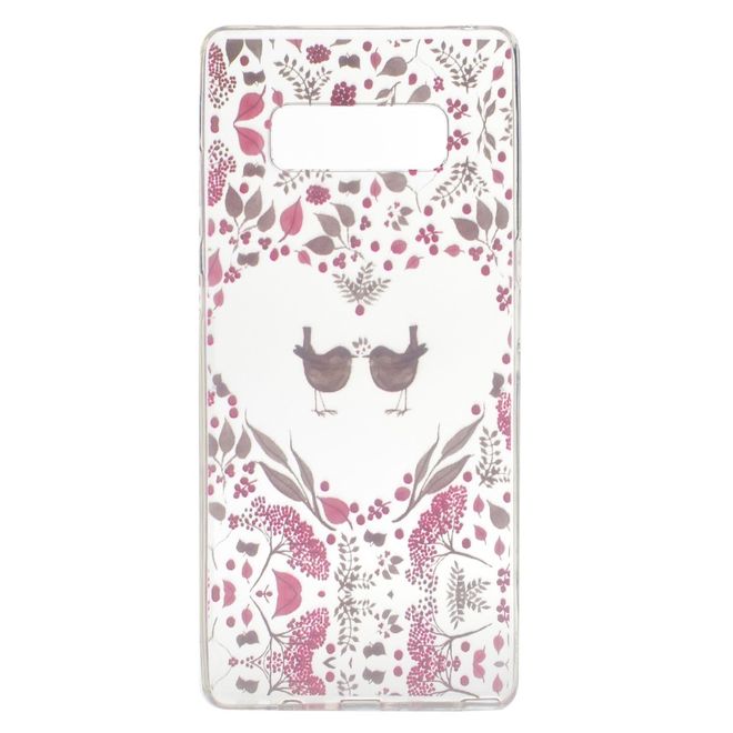 Samsung Galaxy Note 8 Handy Hülle - SoftTPU Softcase - verliebte Vögel und Blumen
