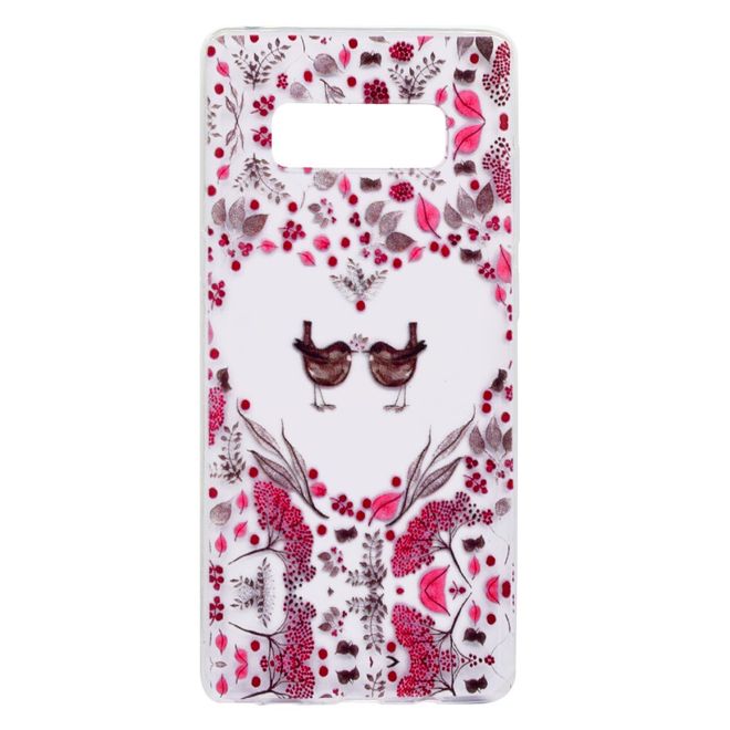 Samsung Galaxy Note 8 Handy Hülle - SoftTPU Softcase - verliebte Vögel und Blumen