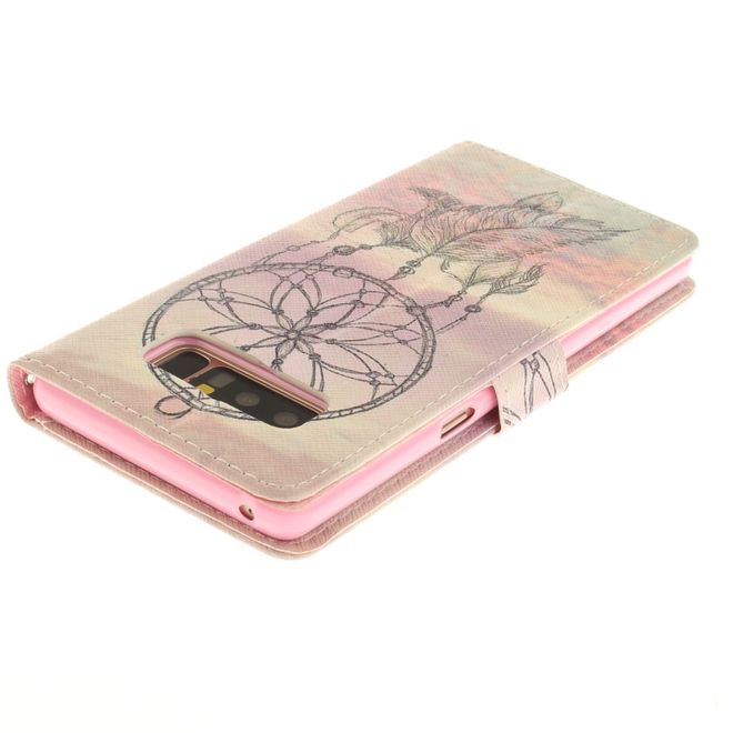 Samsung Galaxy Note 8 Hülle - Leder Bookcover mit Standfunktion - schwarzer Traumfänger