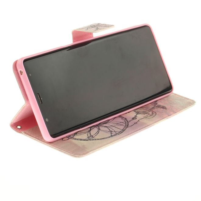 Samsung Galaxy Note 8 Hülle - Leder Bookcover mit Standfunktion - schwarzer Traumfänger