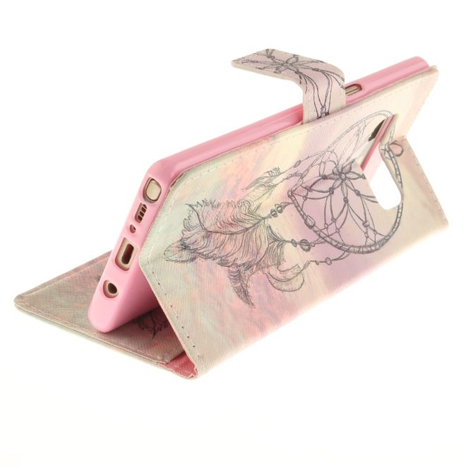 Samsung Galaxy Note 8 Hülle - Leder Bookcover mit Standfunktion - schwarzer Traumfänger