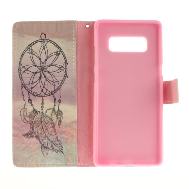 Samsung Galaxy Note 8 Hülle - Leder Bookcover mit Standfunktion - schwarzer Traumfänger