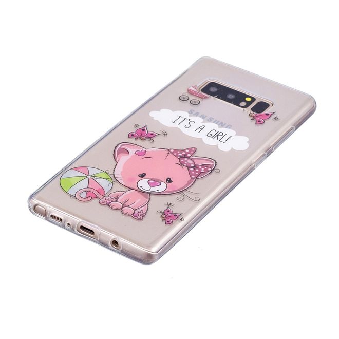 Samsung Galaxy Note 8 Case - Hülle aus elastischem TPU Plastik - süsses Kätzchen und Schmetterlinge