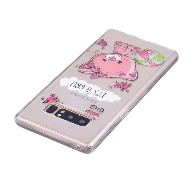 Samsung Galaxy Note 8 Case - Hülle aus elastischem TPU Plastik - süsses Kätzchen und Schmetterlinge