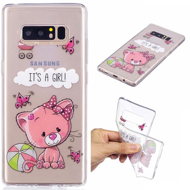 Samsung Galaxy Note 8 Case - Hülle aus elastischem TPU Plastik - süsses Kätzchen und Schmetterlinge