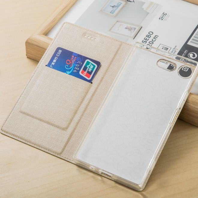 Vili Dmx - Sony Xperia XZ1 Compact Hülle - Case aus Leder - mit Standfunktion - gold