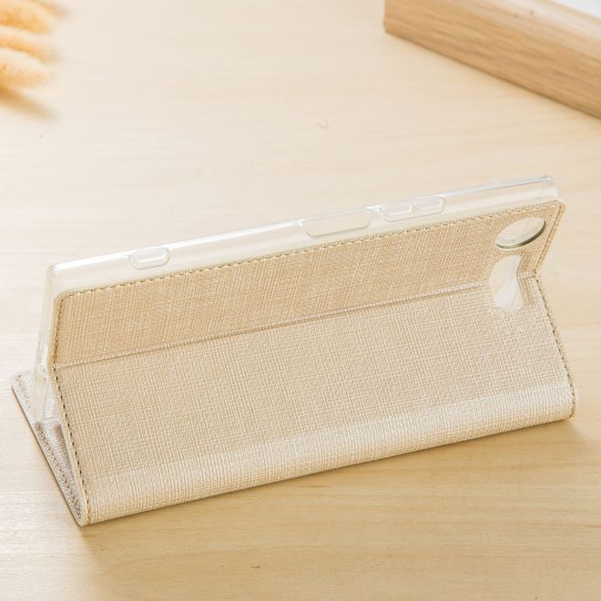 Vili Dmx - Sony Xperia XZ1 Compact Hülle - Case aus Leder - mit Standfunktion - gold