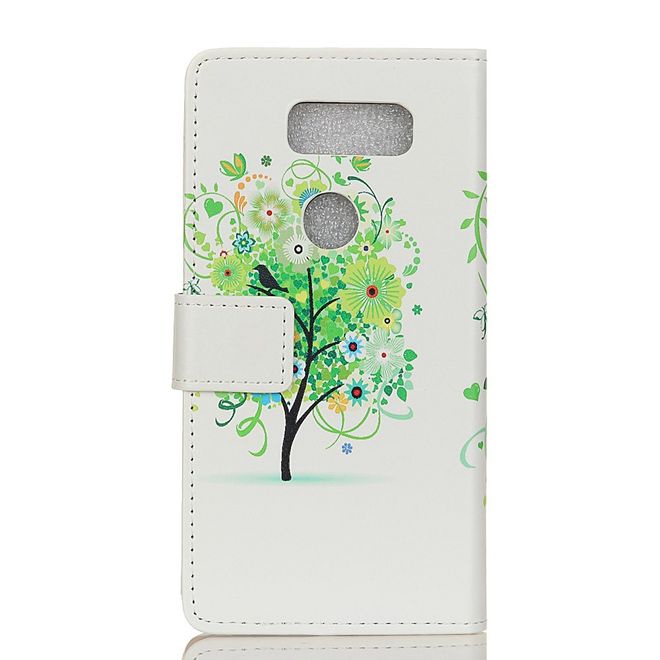 LG V30 Case - Leather Book Cover - Green Tree