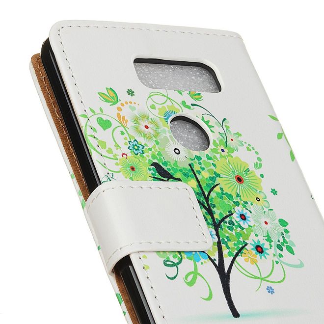 LG V30 Case - Leather Book Cover - Green Tree