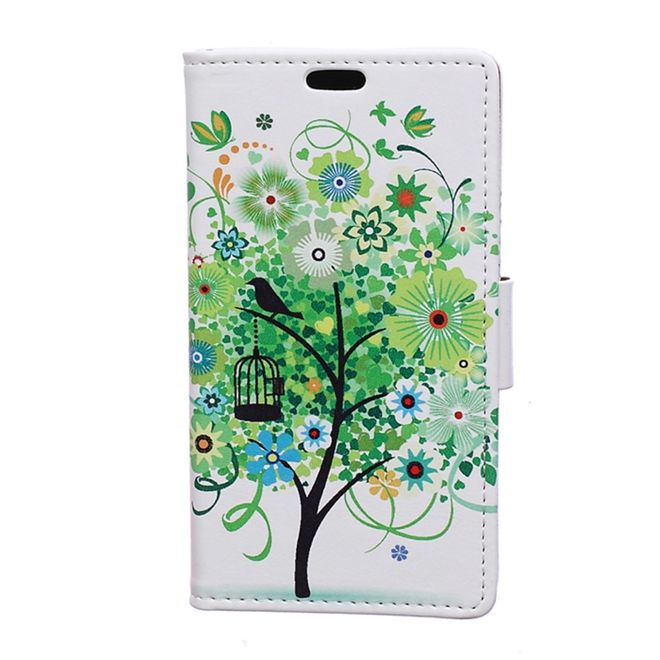 LG V30 Case - Leather Book Cover - Green Tree