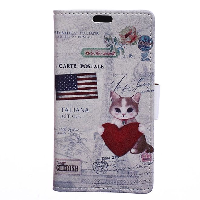 Étui LG V30 - Couverture en cuir - Drapeau américain et chat