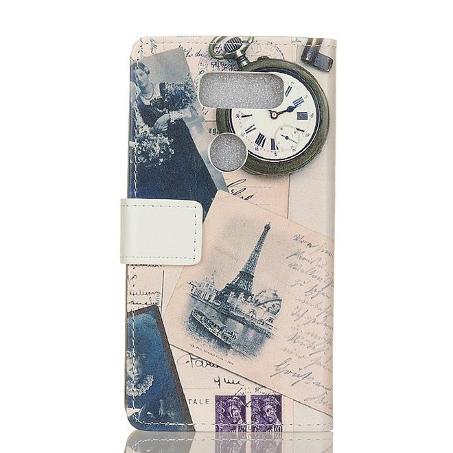 Étui LG V30 - Couverture en cuir - Tour Eiffel et stylo-plume