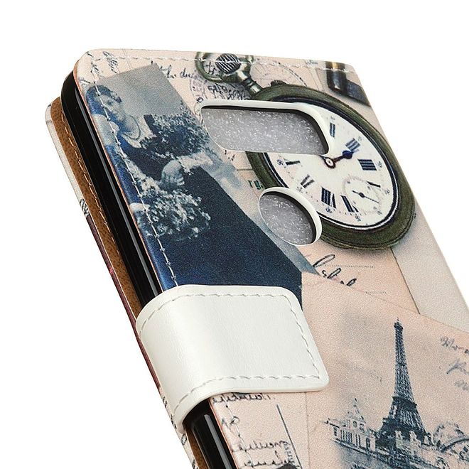Étui LG V30 - Couverture en cuir - Tour Eiffel et stylo-plume