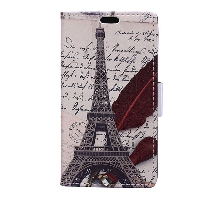 Étui LG V30 - Couverture en cuir - Tour Eiffel et stylo-plume