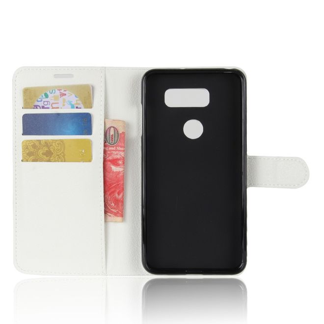 Étui pour LG V30 - Étui en cuir - Texture litchi et fonction support - Blanc