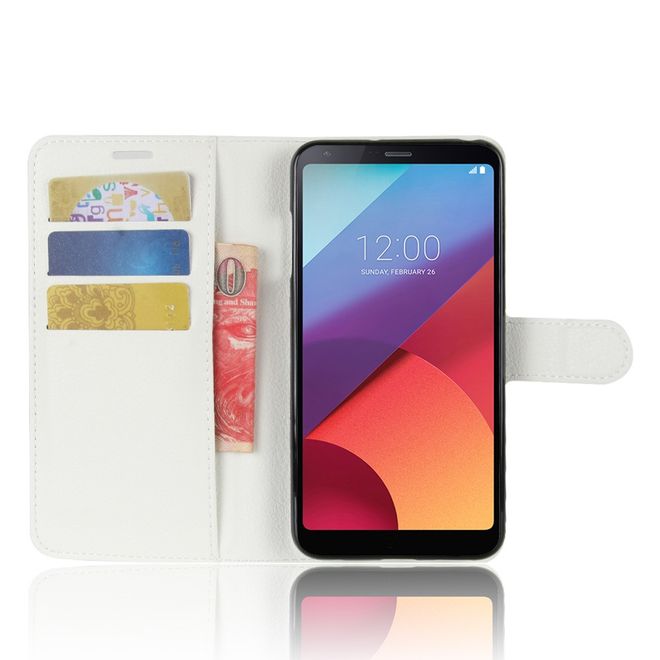 Étui pour LG V30 - Étui en cuir - Texture litchi et fonction support - Blanc