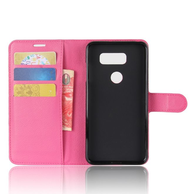 Étui pour LG V30 - Étui en cuir - Texture litchi et fonction support - Rose
