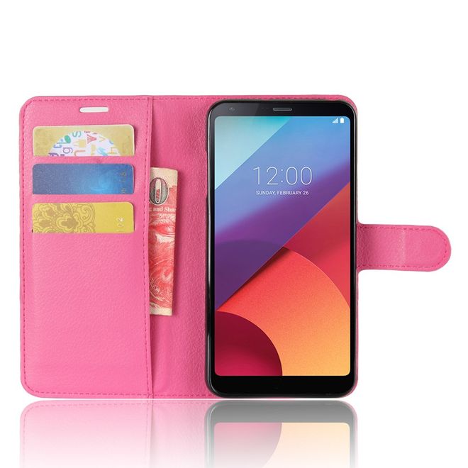 Étui pour LG V30 - Étui en cuir - Texture litchi et fonction support - Rose
