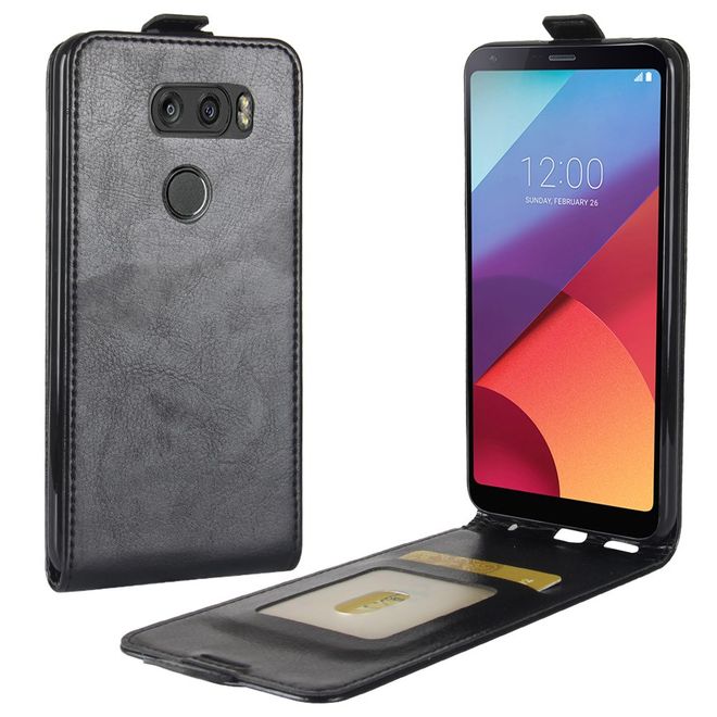 Étui LG V30 - Étui à rabat en cuir - Format vertical - avec emplacement pour carte de visite - Noir