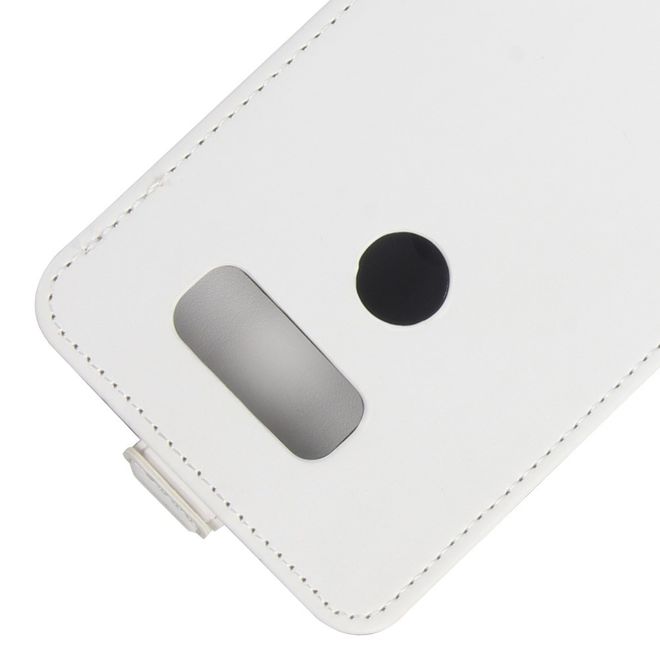 Étui LG V30 - Étui à rabat en cuir - Format vertical - avec emplacement pour carte de visite - Blanc