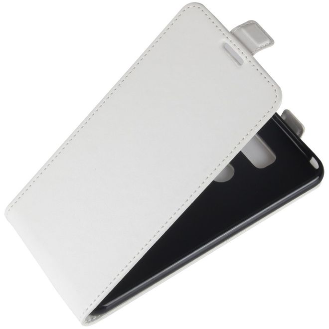 Étui LG V30 - Étui à rabat en cuir - Format vertical - avec emplacement pour carte de visite - Blanc