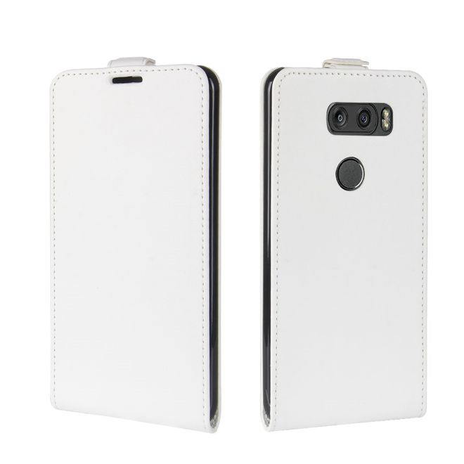 Étui LG V30 - Étui à rabat en cuir - Format vertical - avec emplacement pour carte de visite - Blanc